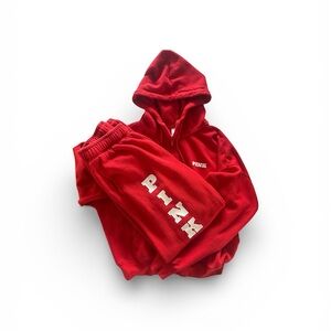 PINK Victoria's Secret Bold Red Fleece Set